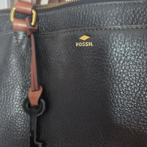 Fossil Black and Brown Leather Tote Bag - Picture 7 of 8